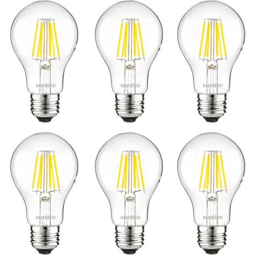 Sunlite® LED A19 Edison Light Bulb, E26 Base, 5.5W, 600 Lumens, 3000K, Warm White, Pack of 6