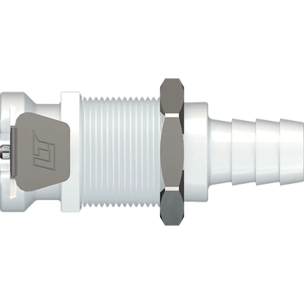 LinkTech 40AC Series Panel Mt. Female, Non-valved, 3/8" HB, Natural Acetal — Bag of 100