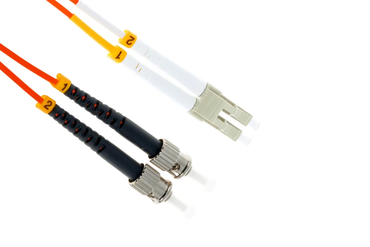 LC to ST Multimode Duplex 62.5/125 OM1 UPC Fiber Patch Cable, 2 Meters
