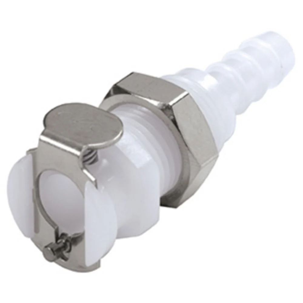 PMC1604 Panel Mount Hose Barb Coupling Body 1/4 ID Barb — Bag of 25