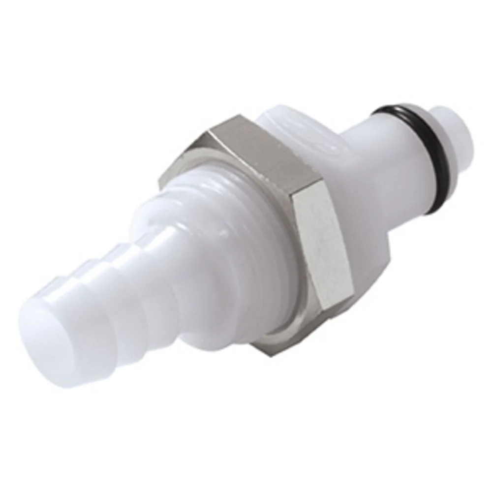 PLCD42006 Valved Panel Mount Hose Barb Coupling Insert 3/8 ID Barb — Bag of 25