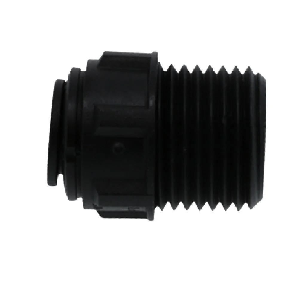 John Guest Male Connector NPTF Black Polypropylene - 3/8 x 1/2 NPTF — Bag of 10