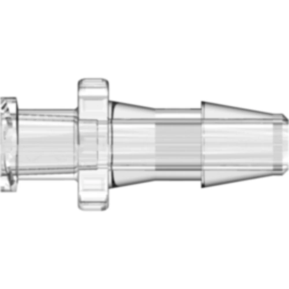 LinkTech Female Luer Thread Style to 300 Series Barb, 1/4" (6.4 mm) ID Tubing, Clear Polycarbonate — Box of 10000