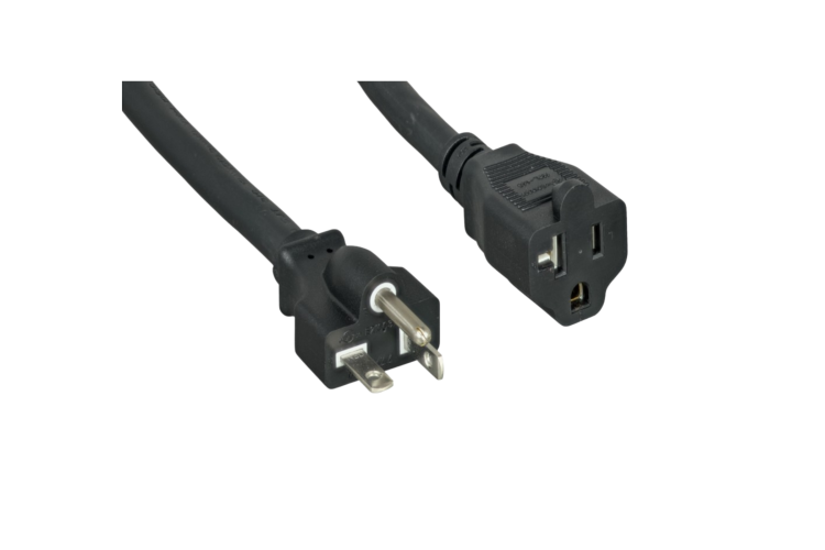 AC Power Cord, 5-20P to 5-20R, 12 AWG, 25ft, Black