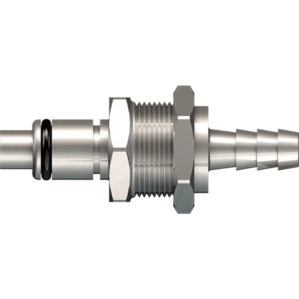 LinkTech 40CB Series Panel Mt. Male, Valved, 1/4" HB, Chrome Brass, Buna N — Single