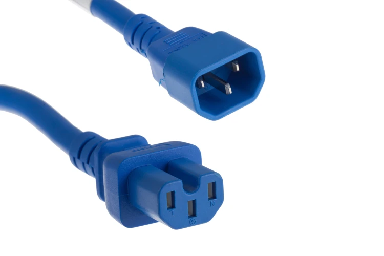 AC Power Cord, C14 to C15, 14 AWG, 4 Ft, Blue
