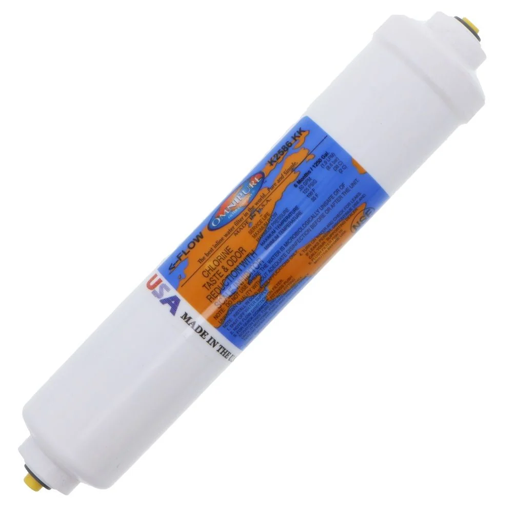 Omnipure Inline K2586-KK Icemaker GAC CTO/Scale - 10" x 2" Filter - 3/8" Quick Connect — 100-Pack
