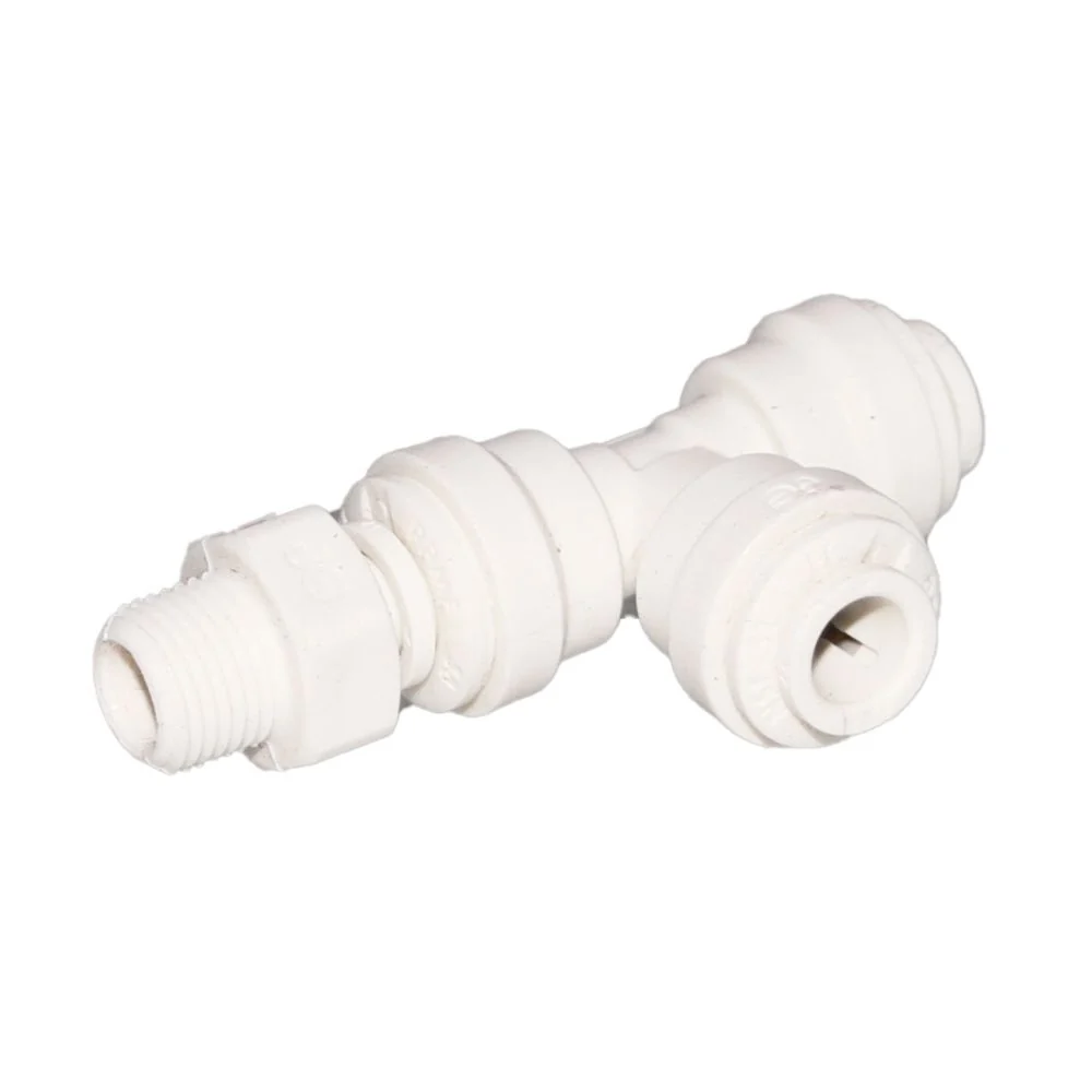 John Guest Polypropylene Swivel Male Run Tee - 1/4 x 1/4 NPTF — Single