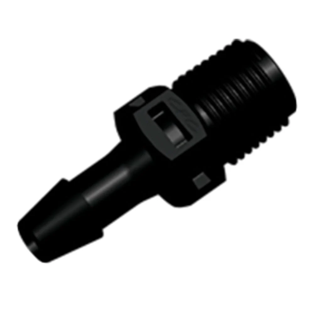 FitQuik Nylon Thread to Tube Straight Fitting - 1/4 NPT to 5/16 Hose Barb - Black — Bag of 100