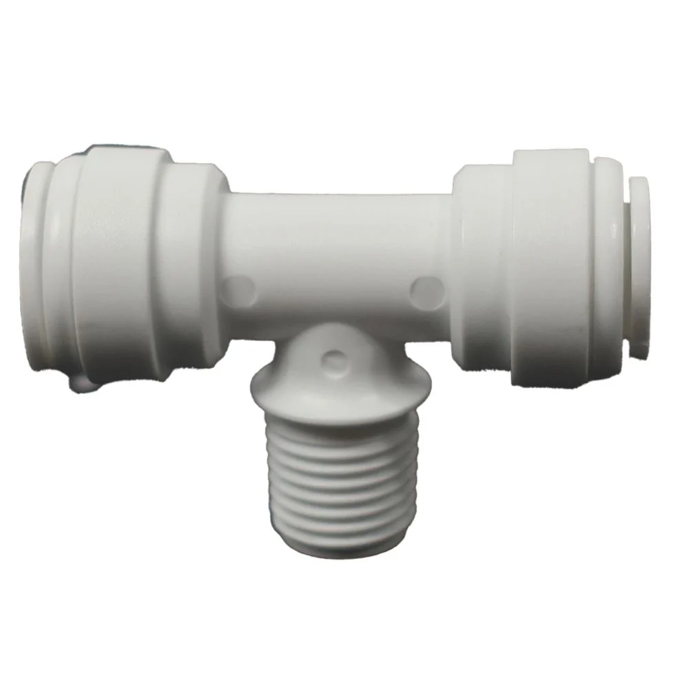 Male Branch Tee Acetal 3/8 qc x 3/8 qc x 1/4 MNPT Branch — Bag of 10