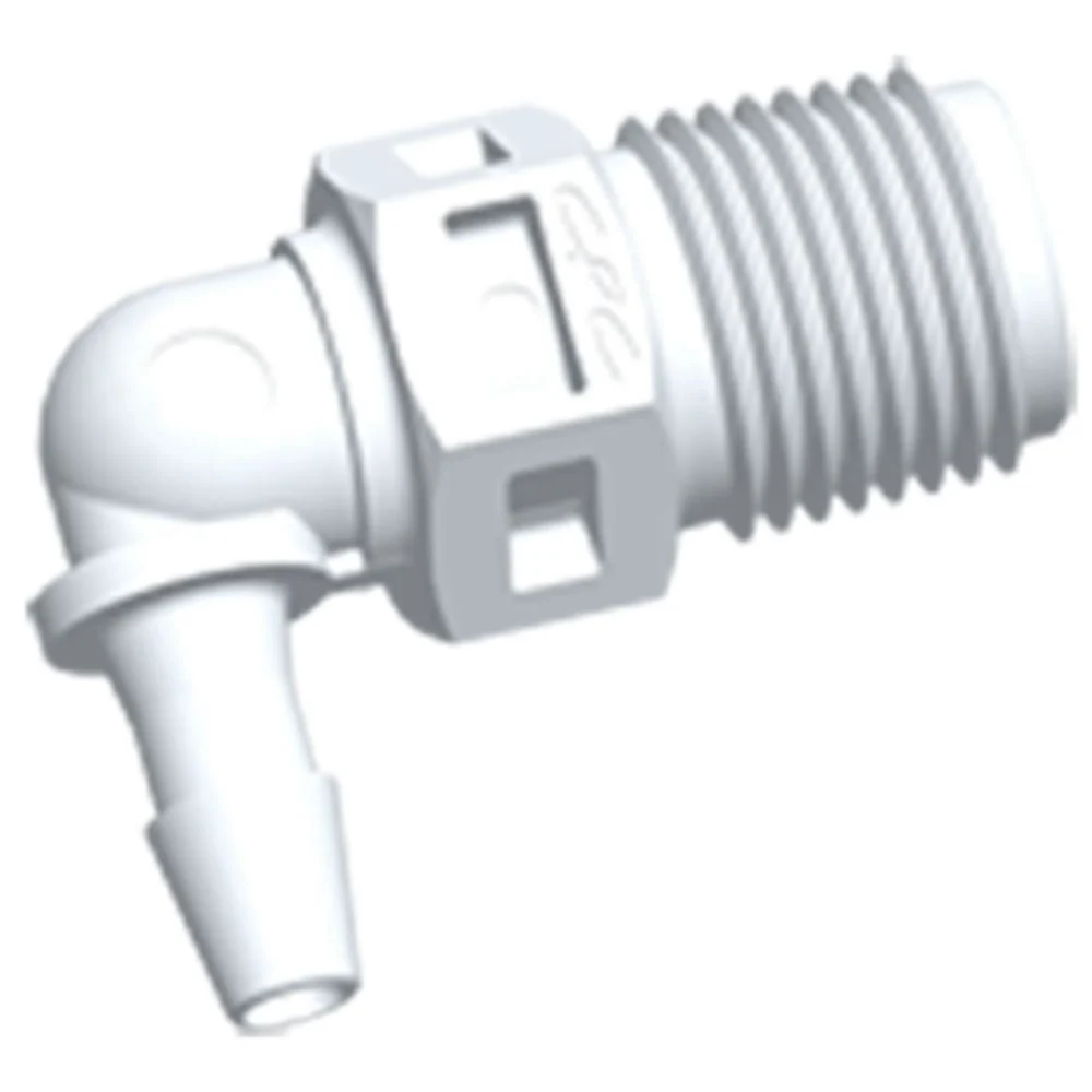 FitQuik Nylon Thread to Tube Elbow Fitting - 1/8 NPT to 1/8 Hose Barb — Single