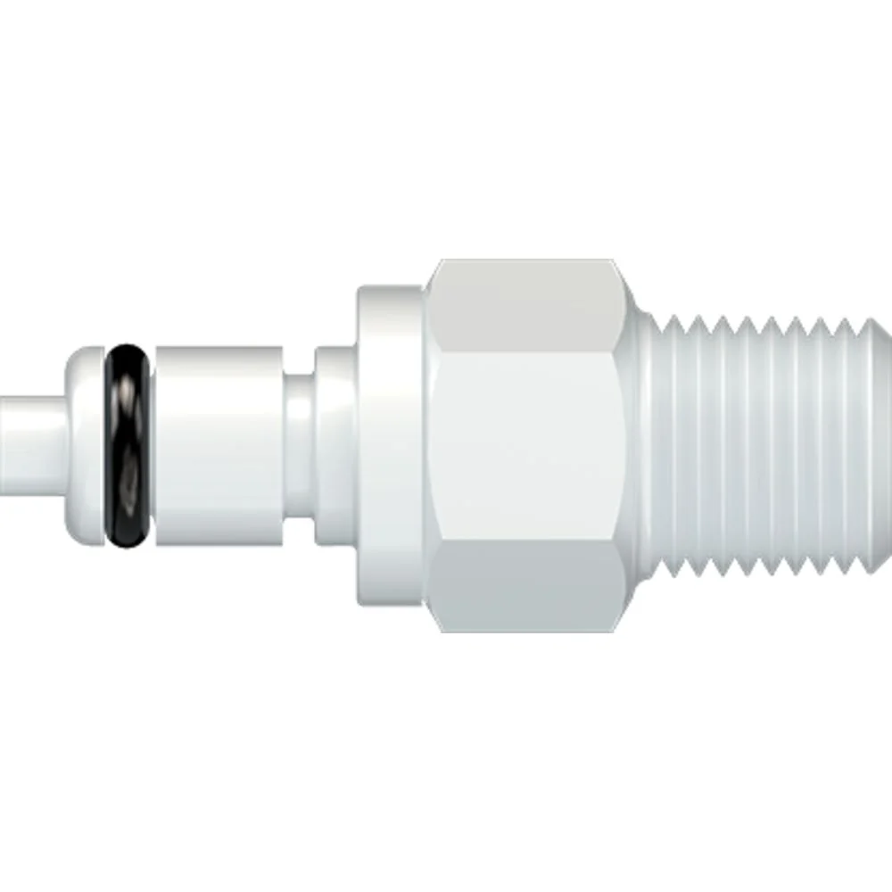 LinkTech 20AC Series Male Thread Male, Valved, 1/4" MNPT, Natural Acetal, Buna N — Box of 1000