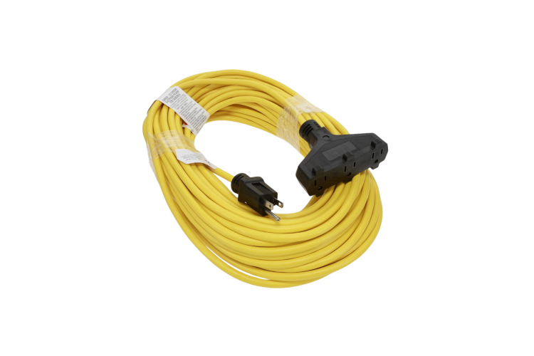 100Ft 3-Outlet Power Extension Cord SJTW 14/3 Yellow