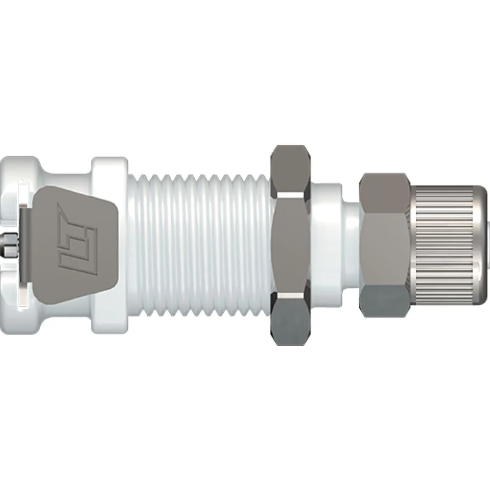 LinkTech 20AC Series Panel Mt. Female, Valved, 1/4" PTF, Natural Acetal, Buna N — Bag of 100