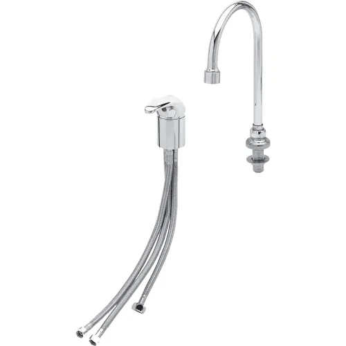 T&S® B-2742 Single Lever Side Mount Faucet With Swivel/Ridgid Gooseneck, 2.2 GPM, Chrome
