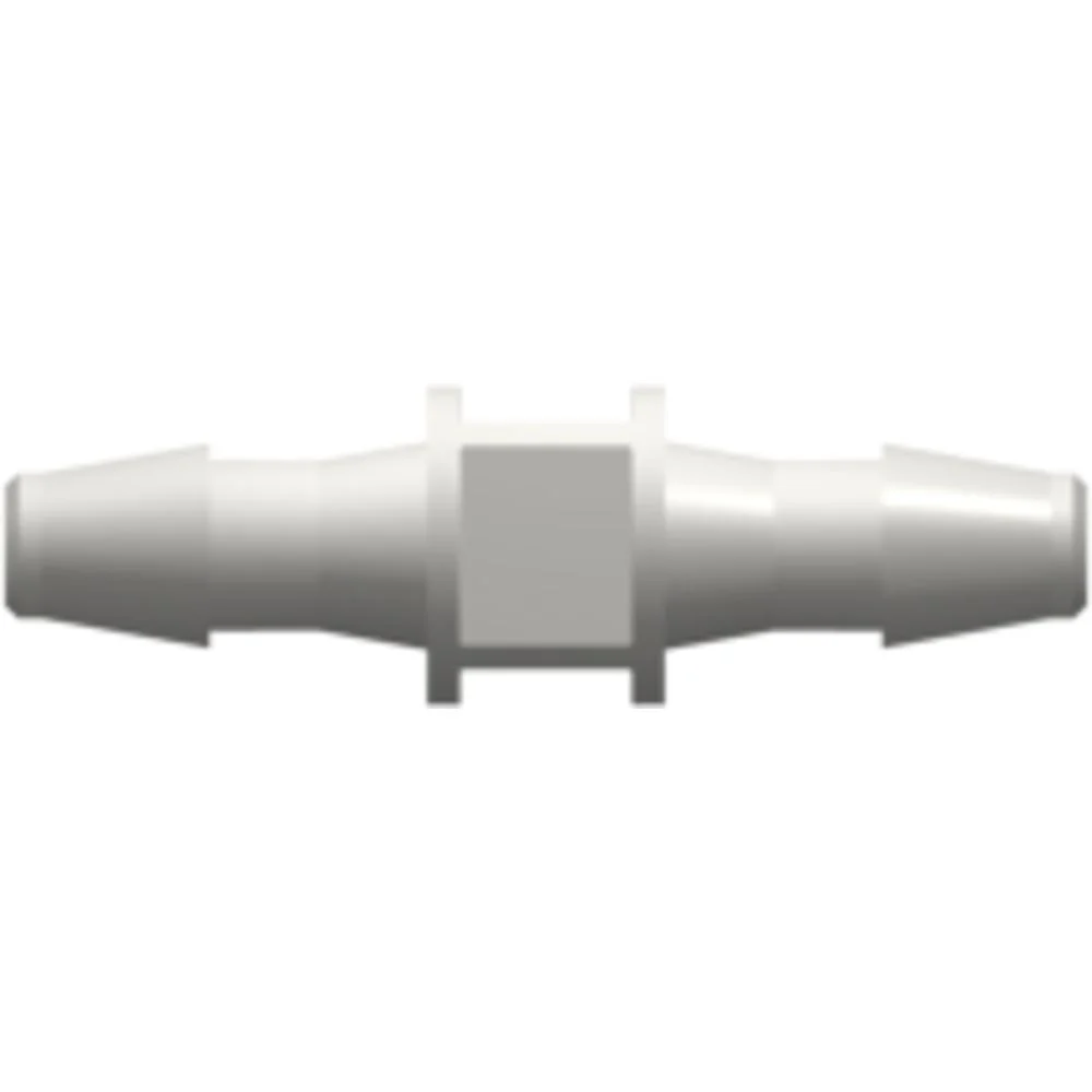 LinkTech Straight Through Tube Fitting with 200 Series Barbs, 3/32" (2.4 mm) ID Tubing, White Nylon — Box of 10000
