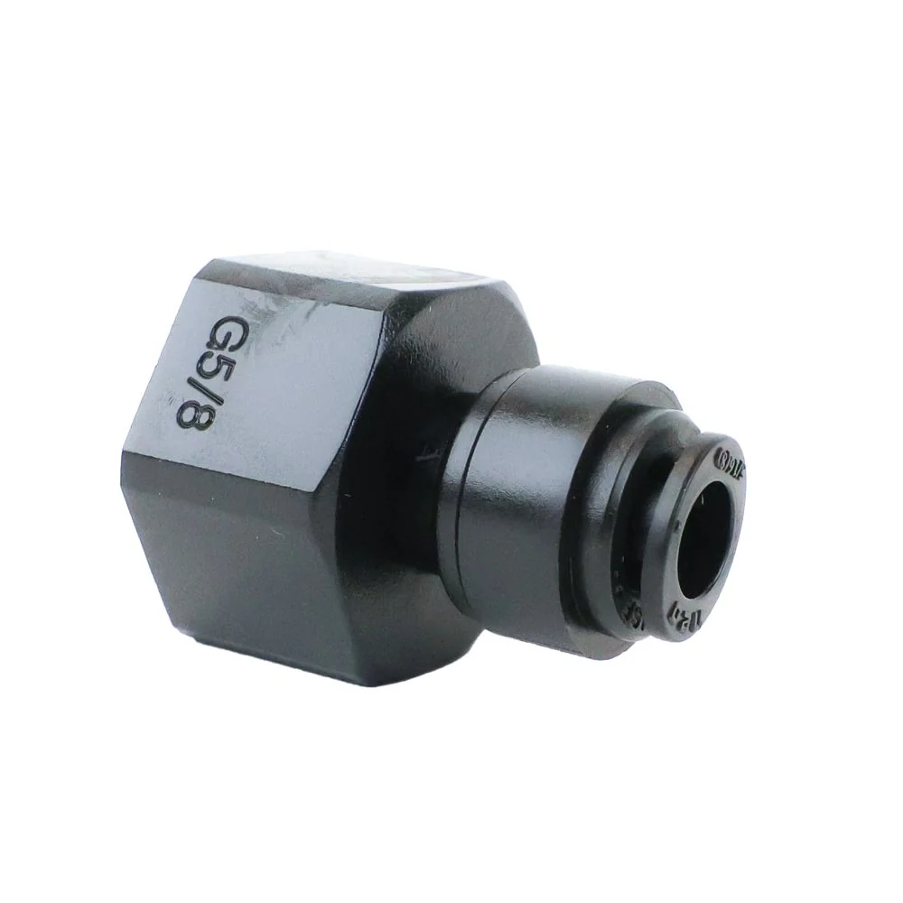 NeoFit - Acetal Natural Black Female Adapter 8mm(5/16") tube x 5/8" BSP(P) - Cone Type — Bag of 5