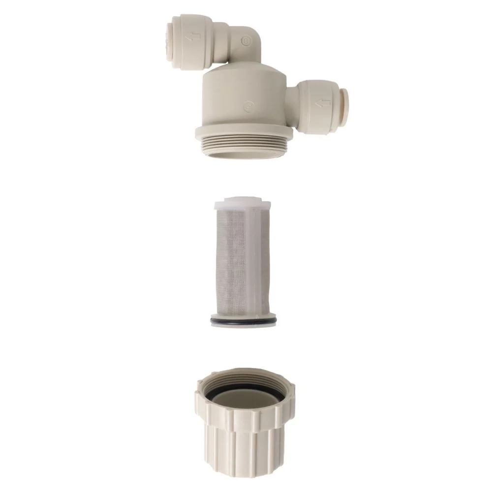 NeoFit - Acetal Gray Filter Strainer 3/8" OD Tube x 3/8" Push-in 100 mesh (150 mic) — Bulk Pack (2000)