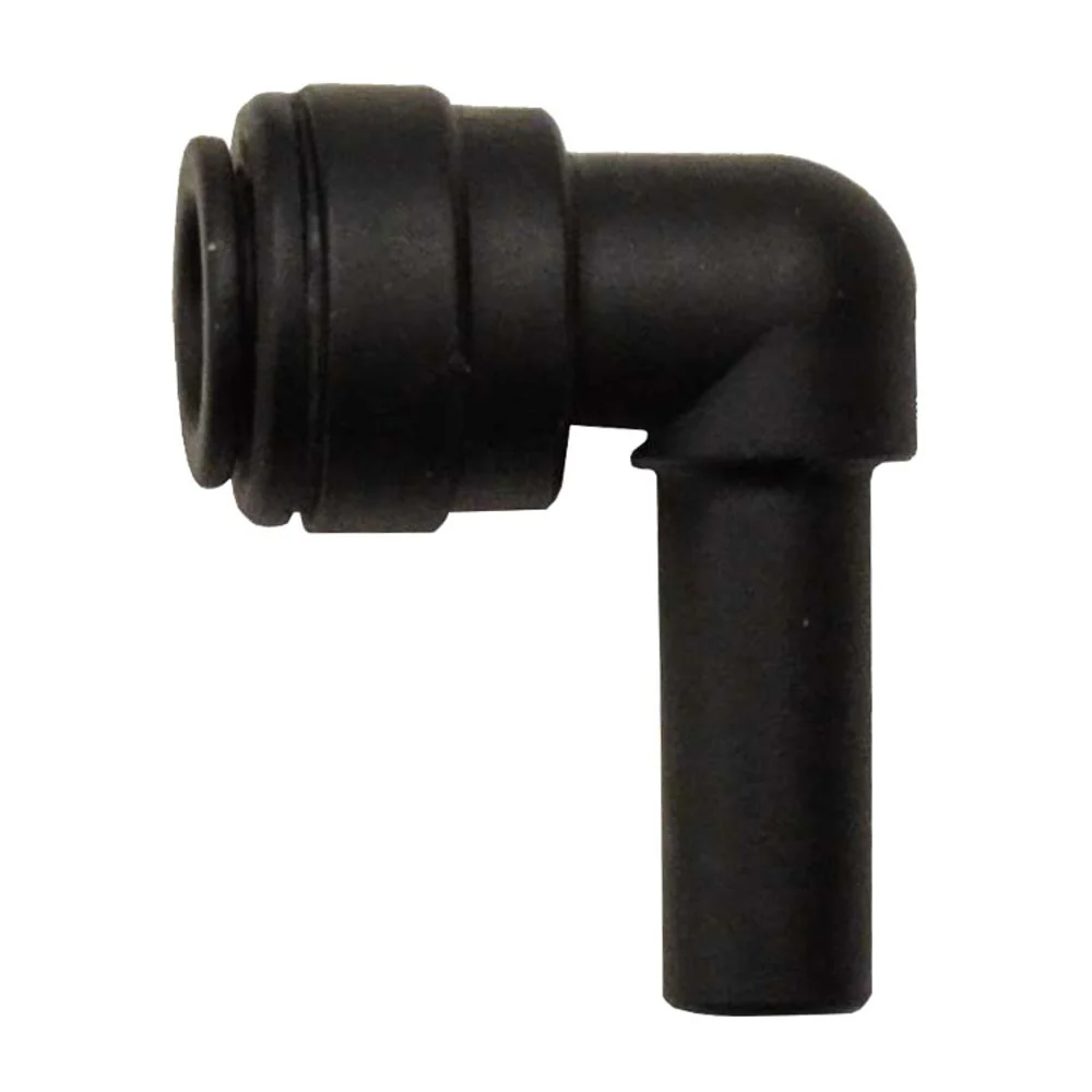 John Guest Stem Elbow Connector Black Polypropylene - 1/4 Stem x 1/4 — Box of 500