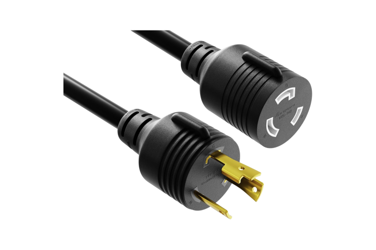 AC Power Cord, L5-30P to L5-30R, 10AWG, 15ft, Black