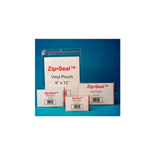 Zip Seal Vinyl Pouches, 9" x 12", Self-Adhesive (25 pcs/pkg)