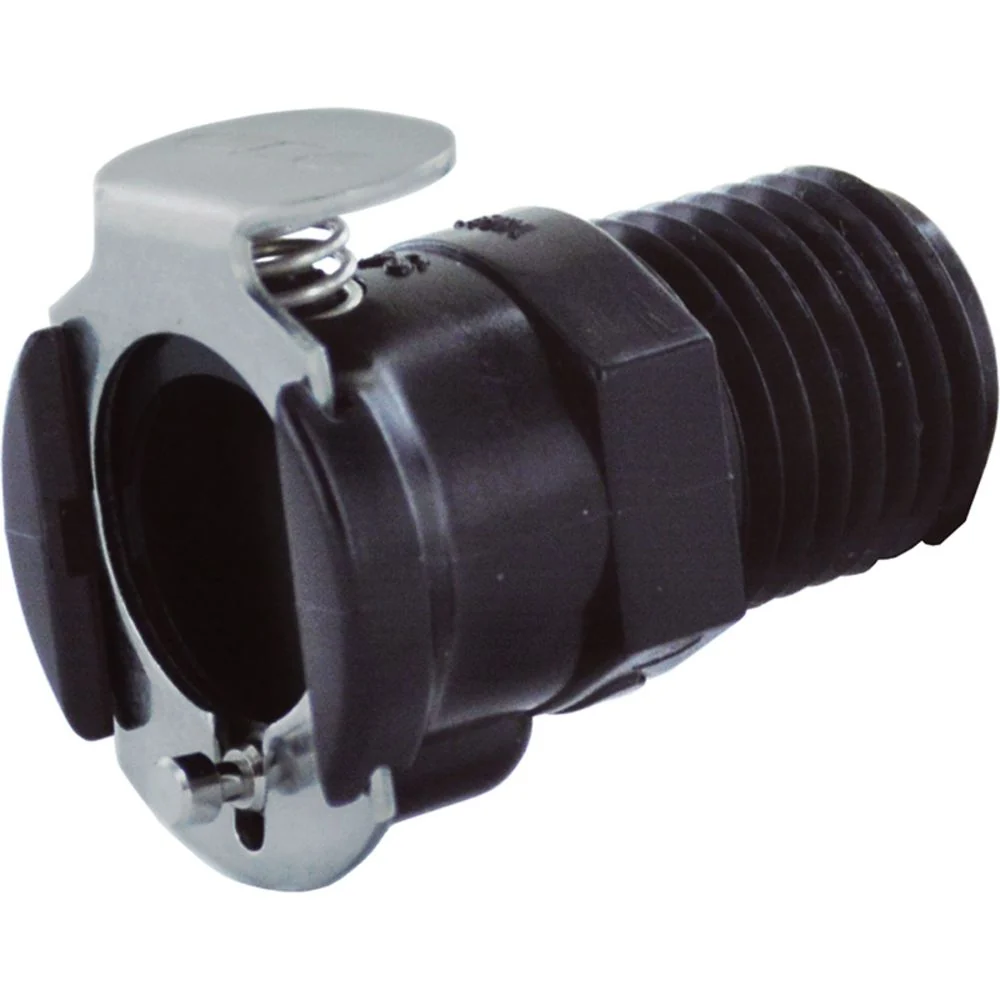 PLCD10004VBLK Valved Black Male Thread Coupling Body 1/4 NPT FKM (Viton) O-ring — 25 Pack