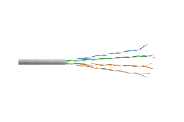 Cat6A Bulk Ethernet Cable, Stranded UTP, Solid, 1000 ft, 28 AWG, Slim, Gray