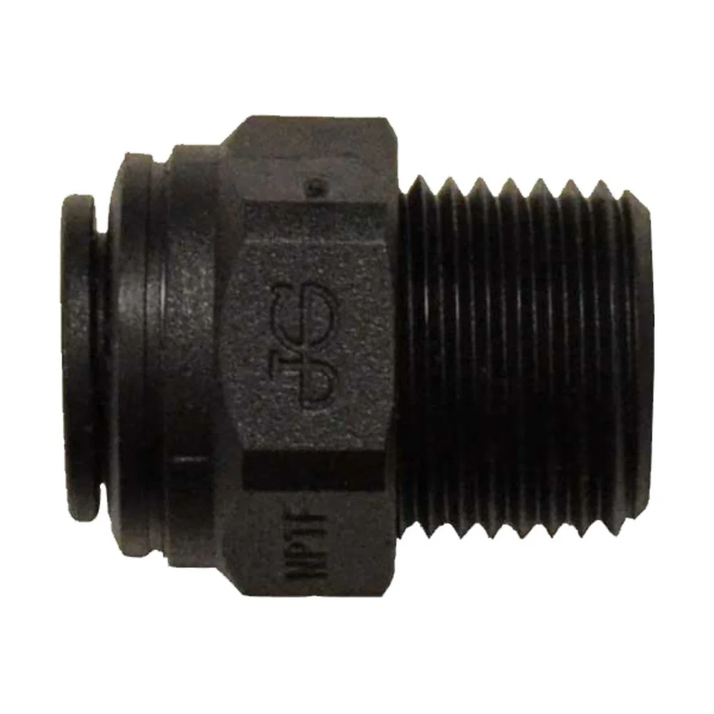 John Guest Male Connector NPTF Black Polypropylene - 3/8 x 3/8 NPTF — Box of 250