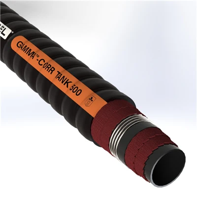 GTA50C1-3.0-200N by Texcel | GAMMA™-FLEX TANK 500 Series | Heavy-Duty Corrugated Tank Truck Hose | 3" Hose ID | 500 PSI | 29 in/Hg Vacuum Rated | Black — 200' Length