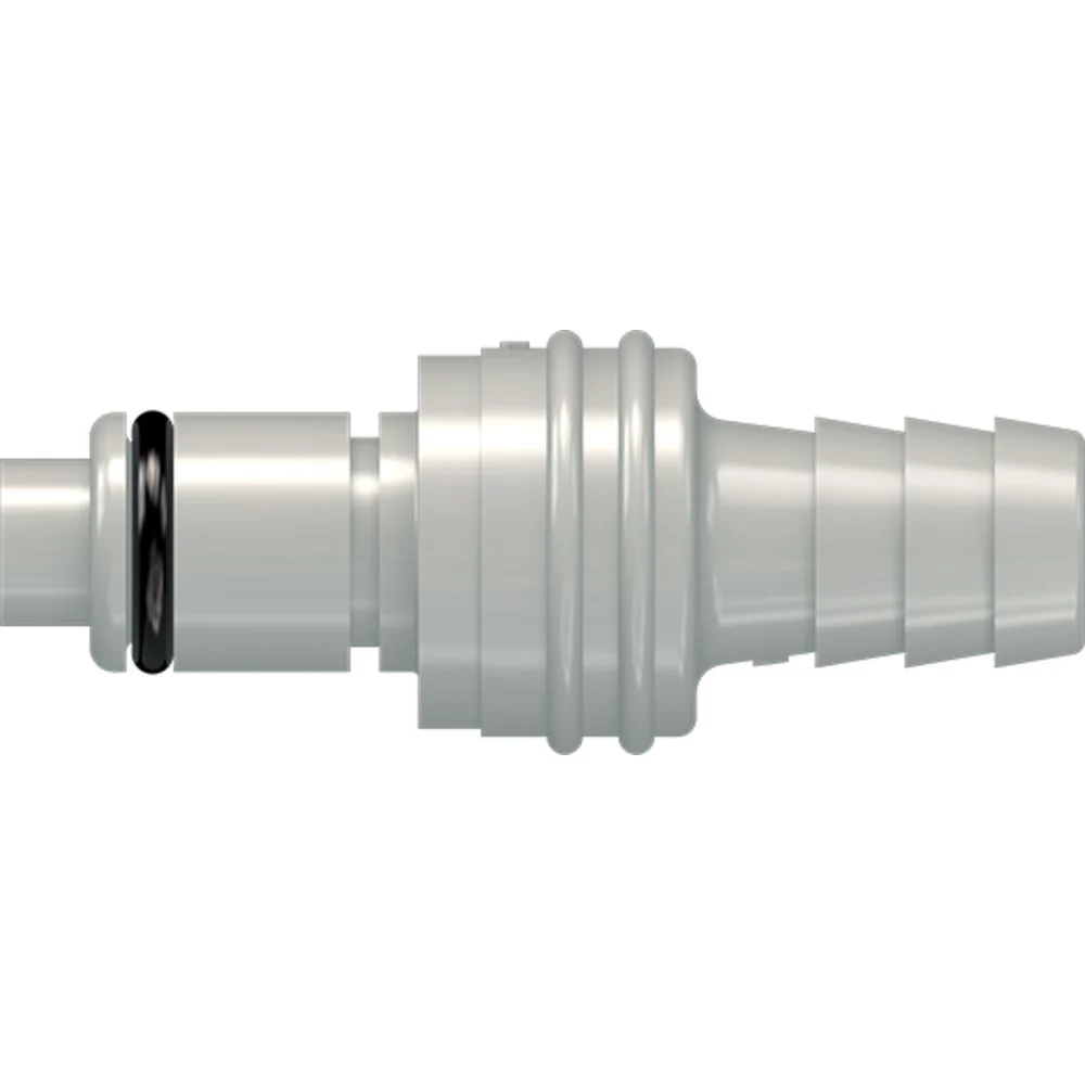 LinkTech 40PP Series Straight Male, Valved, 3/8" HB, Molded Grey Color, Polypropylene, EPDM — Bag of 100