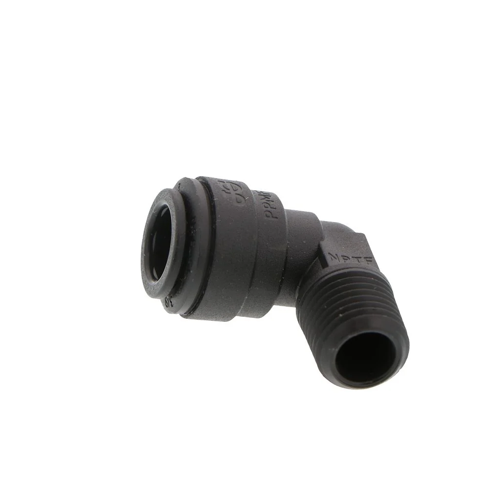 John Guest Fixed Elbow NPTF Black Polypropylene - 3/8 x 1/4 NPTF — Bag of 10