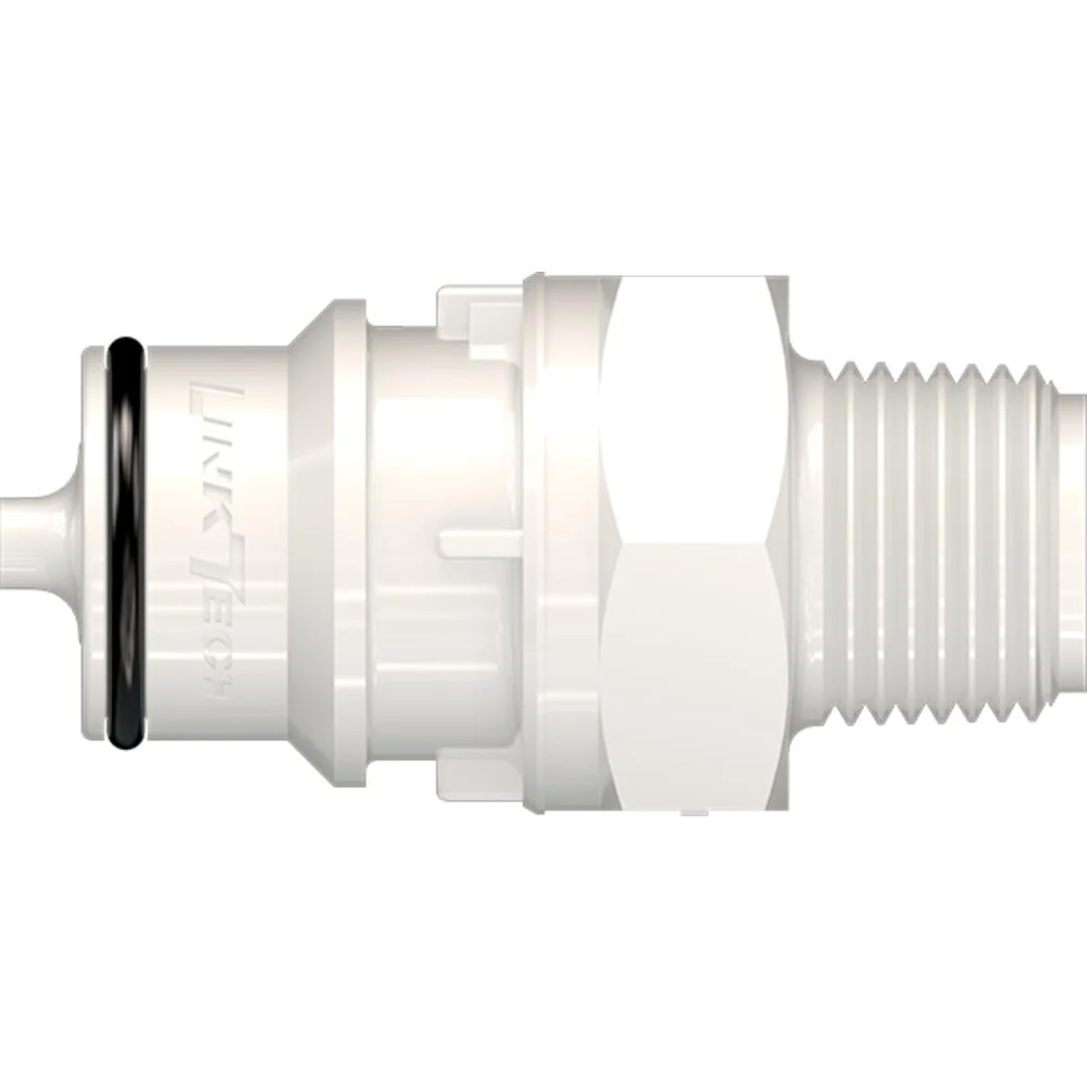 LinkTech 60PS Series Male Thread Male, Valved, 3/8" MNPT, Polysulfone, EPDM — Bag of 100