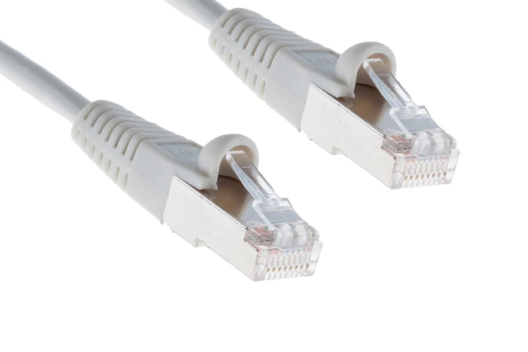 Cat5e Shielded Ethernet Patch Cable, Half-moon Boot, 0.5 ft, Gray