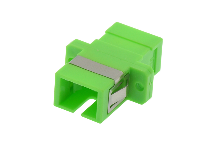 Fiber Adapter, SC/APC Simplex Singlemode, With Flange, Green