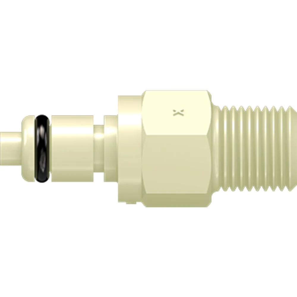 LinkTech 20PP Series Male Thread Male, Valved, 1/8" NPT, Molded Almond Color, Polypropylene, EPDM — Box of 1000