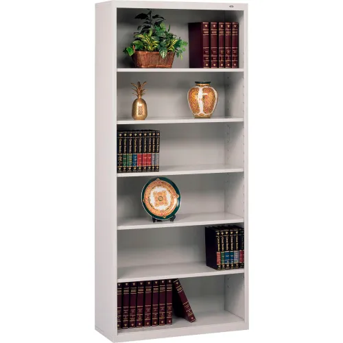 Tennsco® Welded Bookcase, 34-1/2"W x 13-1/2"D x 78"H, 6 Openings, Light Grey