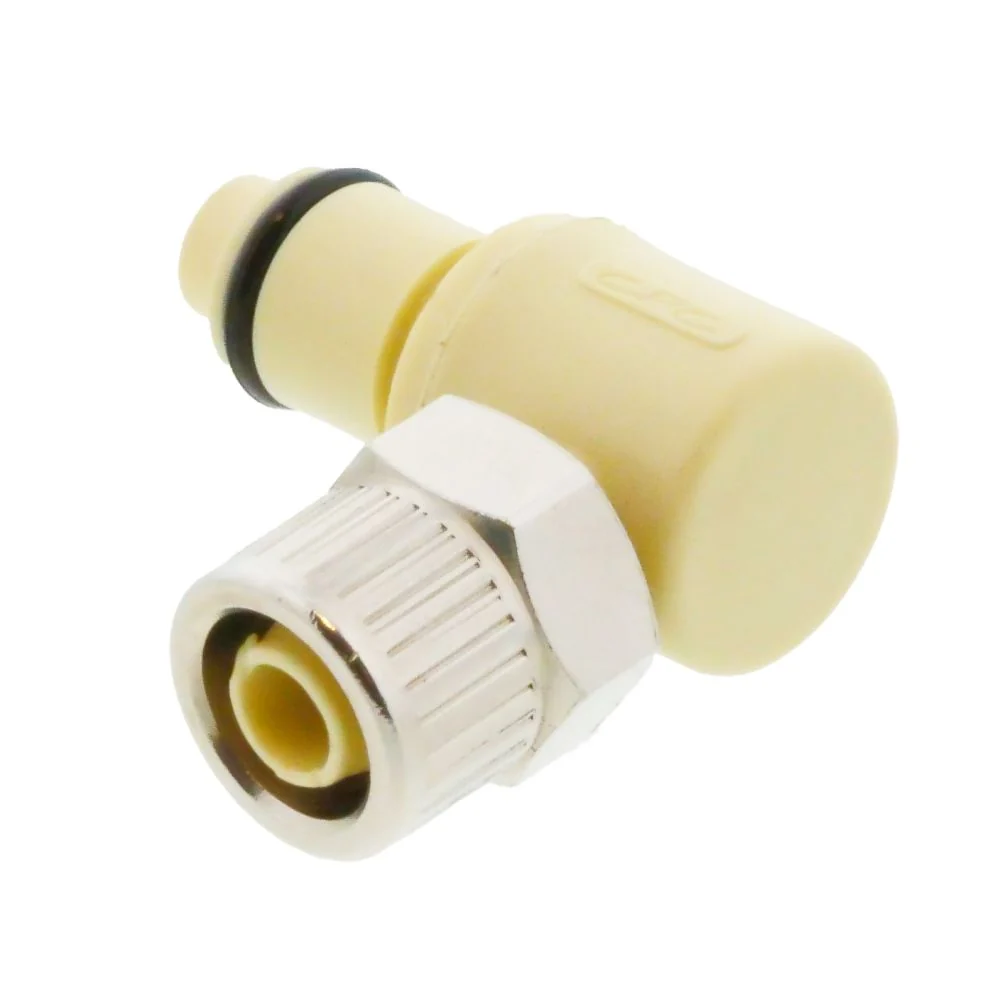 PLCD2100612 Valved Elbow Hose Barb Coupling Insert 3/8 ID Barb — Bag of 25
