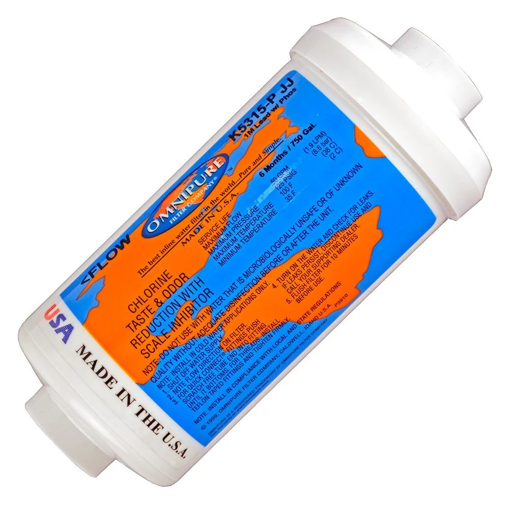 Omnipure Inline K5315-P-JJ 1 mic CTO/Lead/Cyst (w/ Scale Reduction) - 6" x 2.5" Filter - 1/4" Quick Connect — 25-Pack