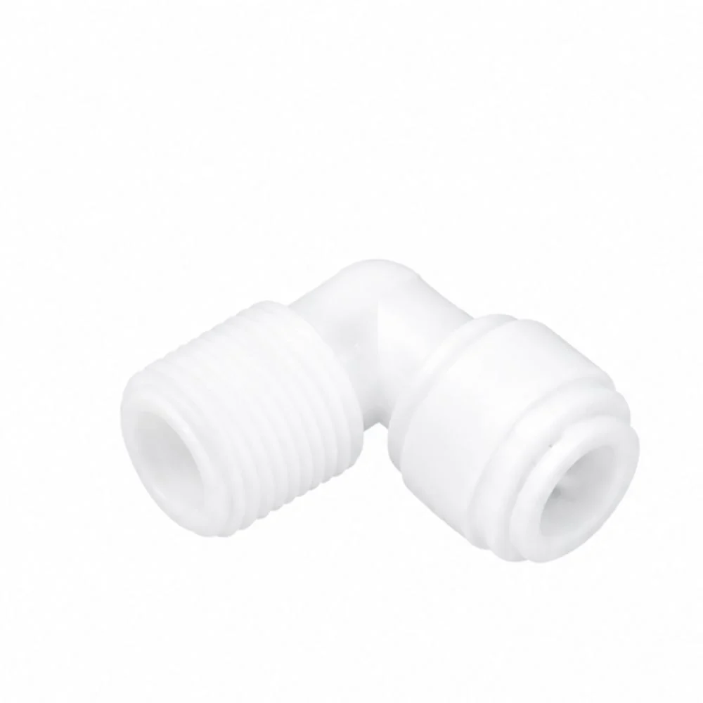 neoFit - Acetal Natural True White Male Elbow 1/2"tube x 1/2"NPTF — Single