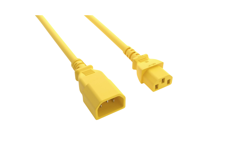 Power Cord, C13 toC14, 5 ft, 14AWG, Yellow