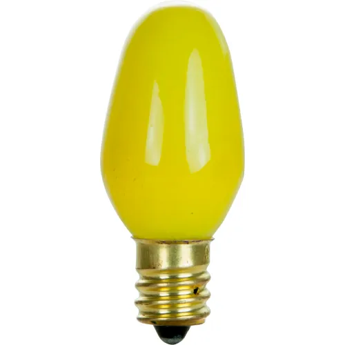 Sunlite® Incandescent Bulb with E12 Candelabra Base, 7W, 120V, Yellow, Pack of 12