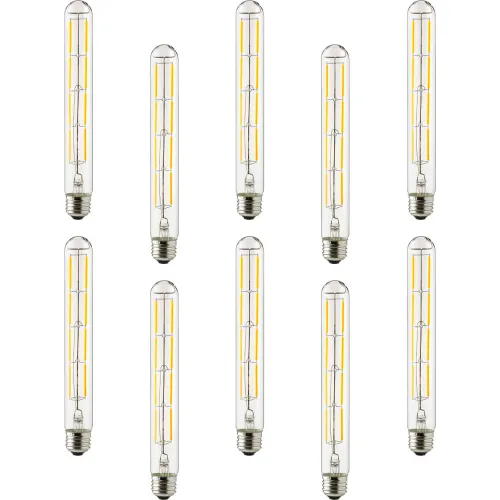Sunlite® LED T10 Tubular Filament Light Bulb, E26 Base, 6W, 570 Lumens, 2200K, Amber, Pk of 10