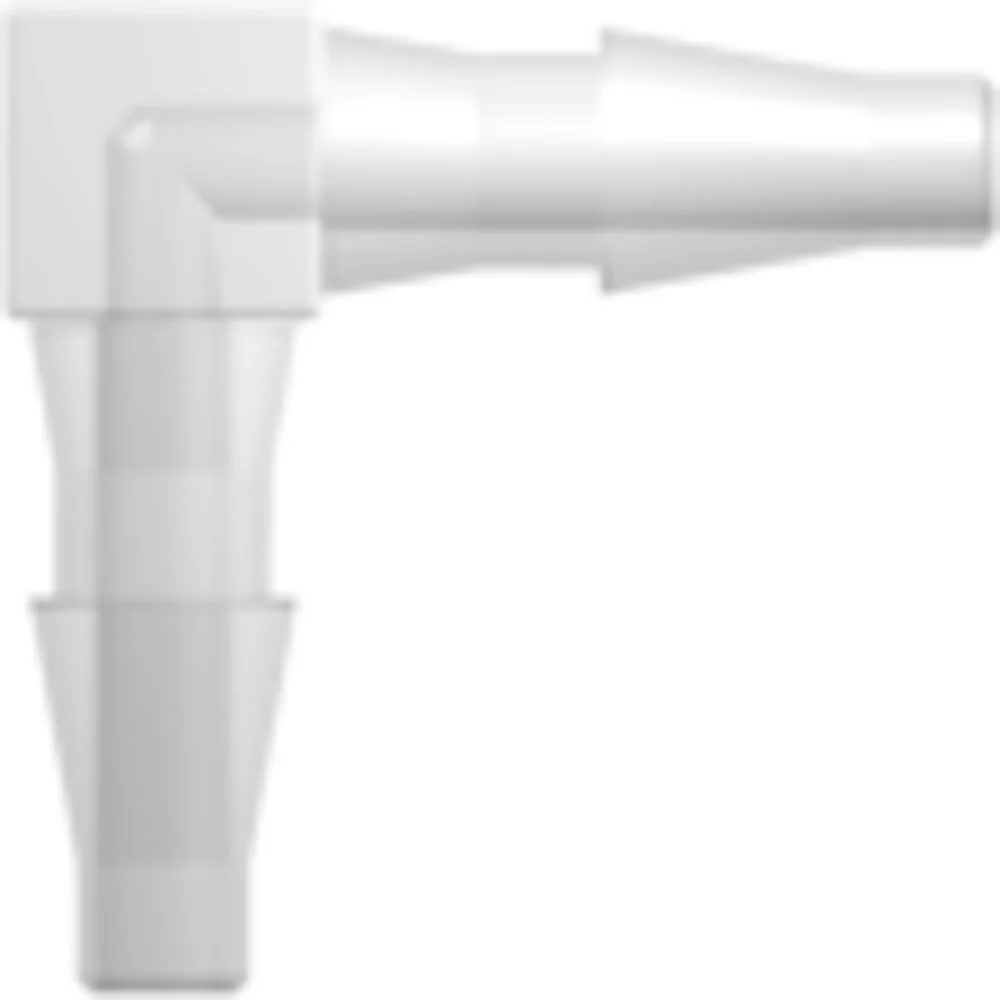 LinkTech Elbow Tube Fitting with Classic Series Barbs, 1/16" (1.6 mm) ID Tubing, Natural Polypropylene — Bag of 1000