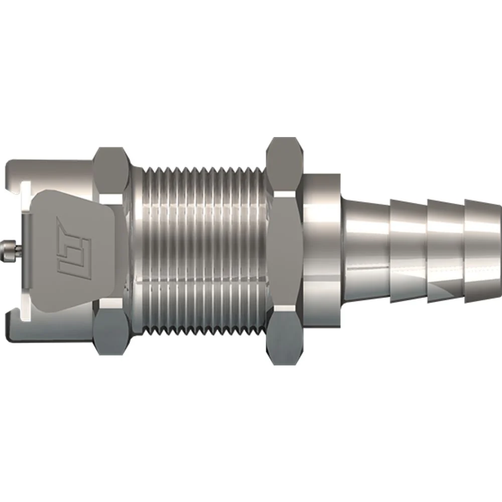 LinkTech 40CB Series Panel Mt. Female, Valved, 3/8" HB, Chrome Brass, Buna N — Bag of 100