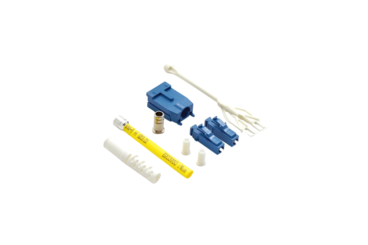 LC/UPC Singlemode Duplex Uniboot Pull-Push Tab Connector, 3.0mm Blue-White – 10-Pack