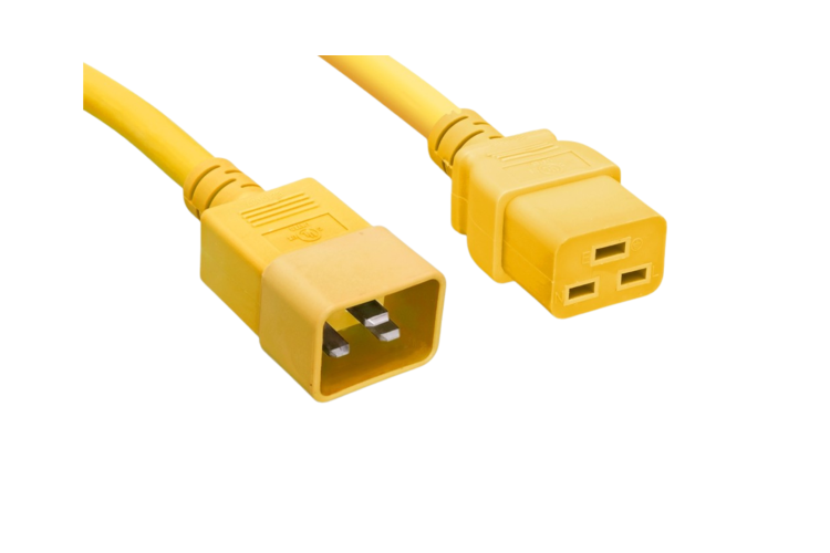 AC Power Cord, C20 to C19, 12 AWG, 8ft, Yellow