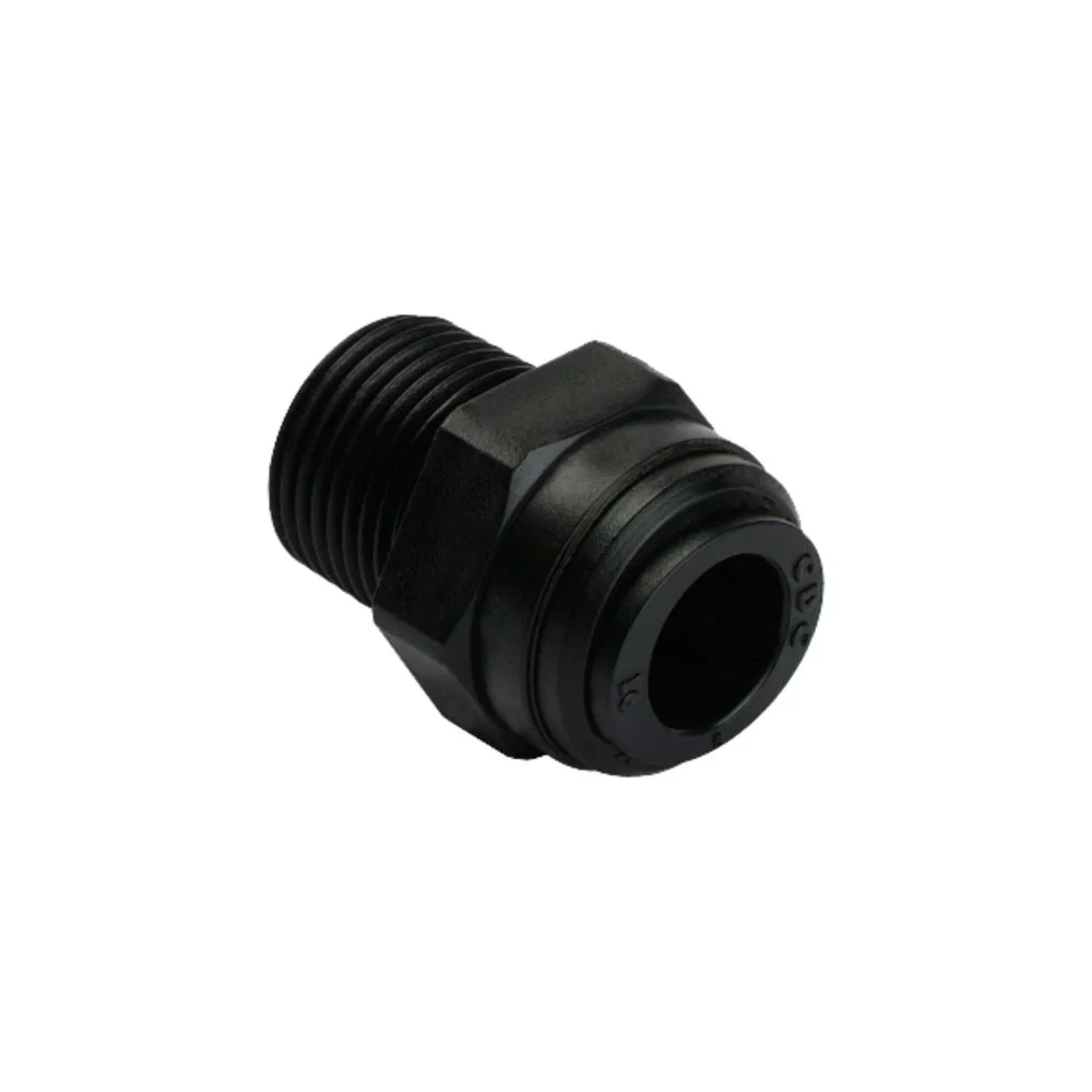 Acetal Black Male Connector- 1/2"tube x 3/8"BSPT — Bag of 10