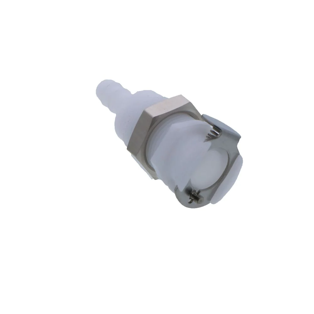 PLCD16004 Valved Panel Mount Hose Barb Coupling Body 1/4 ID Barb — Bag of 25