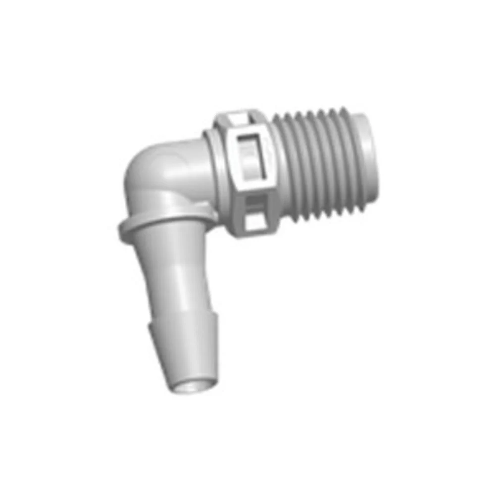 FitQuik PVDF (Kynar) Thread to Tube Elbow Fitting - 1/4 MPT to 1/4 ID Barb — Single