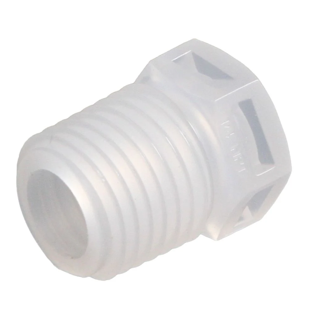 Colder N8P Plug Fitting, 1/4 NPT, Natural Polypropylene — Pack of 100